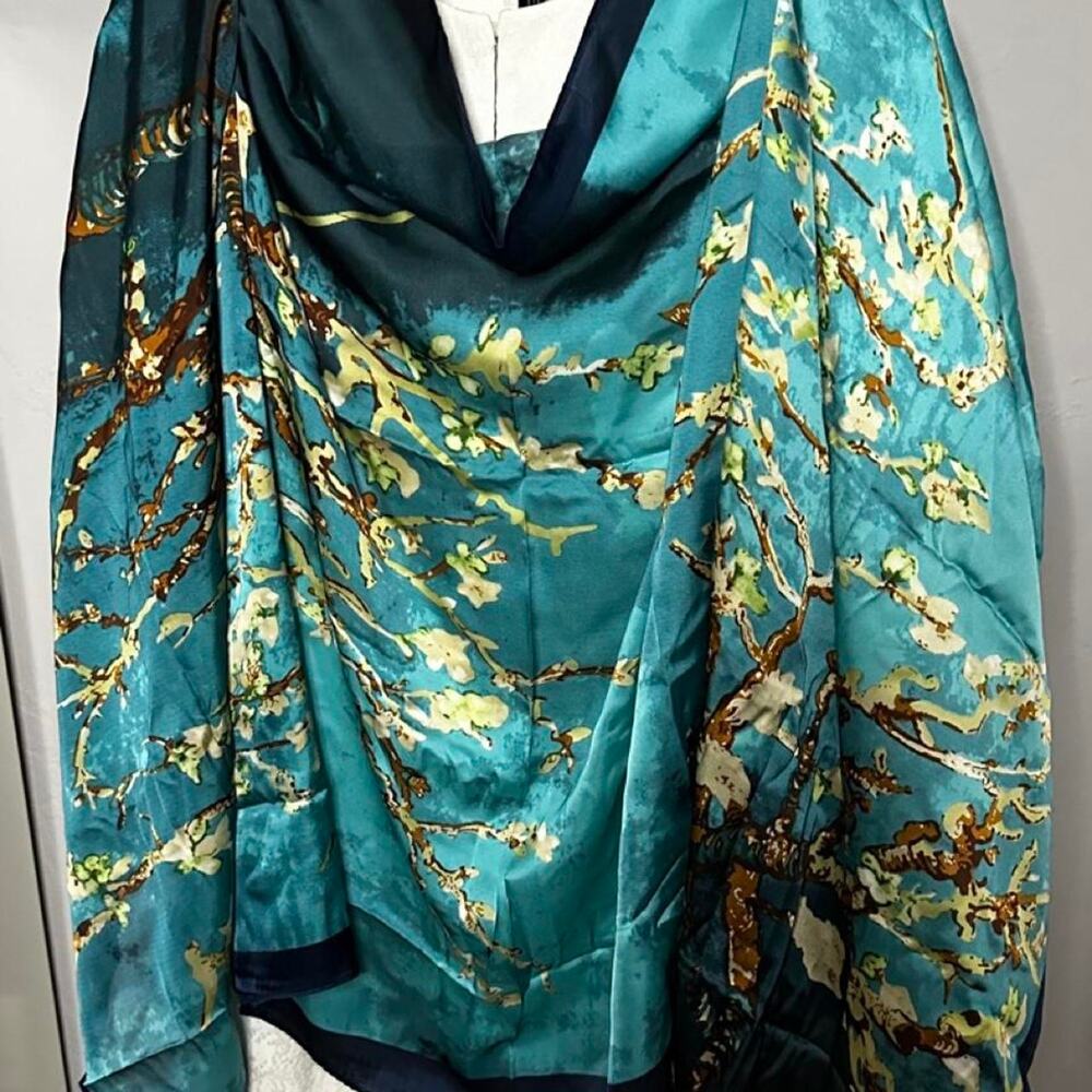 Lavish boutique teal silk scarf